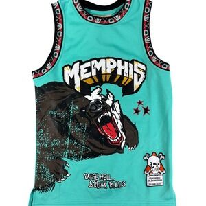 Brand X Memphis Morant 12 Youth Basketball Jersey Teal Raise Hell BX001-YBBJ-12
